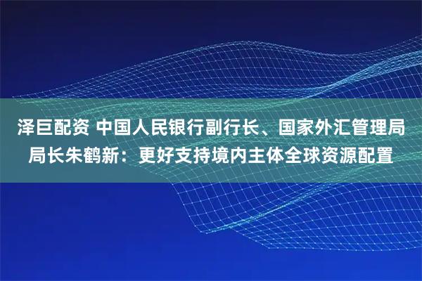 泽巨配资 中国人民银行副行长、国家外汇管理局局长朱鹤新：更好支持境内主体全球资源配置